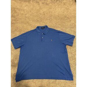 Ralph Lauren Polo Shirt Adult 3XLB 3XL Big Blue Pima Cotton Golf Rugby Pony Mens